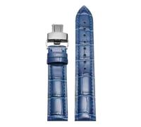 Taconey 12-26mm Leather Watch Strap With Stainless Steel Butterfly Buckle, Multi-Size Replacement Band,Storm Blue-Silver,23mm
