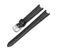Taconey 12mm Ultra-Thin Leather Watch Strap, Concave End Slim Replacement Band for Women,Black-Steel,18x10mm