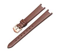 Taconey 12mm Ultra-Thin Leather Watch Strap, Concave End Slim Replacement Band for Women,Brown-Rose,12x8mm