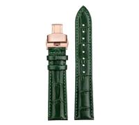 Taconey 16/18/20/22mm Textured Leather Watch Strap With Butterfly Clasp, Soft Universal Replacement Band,2-Rose Gold Butt,16mm