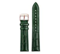 Taconey 16/18/20/22mm Textured Leather Watch Strap With Butterfly Clasp, Soft Universal Replacement Band,2-Green-Rosegold,18mm