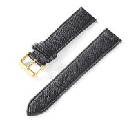 Taconey 18-24mm Epsom Leather Watch Strap, Palm Print Textured Replacement Band,Black Gold Buckle,19mm