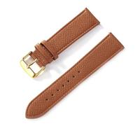 Taconey 18-24mm Epsom Leather Watch Strap, Palm Print Textured Replacement Band,Brown Gold Buckle,21mm