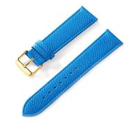 Taconey 18-24mm Epsom Leather Watch Strap, Palm Print Textured Replacement Band,Sky Blue Gold,16mm