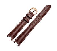 Taconey 18mm Genuine Leather Watch Strap, Notch Design Universal Replacement Wristband,1-Brown-Rose Gold,14x6mm
