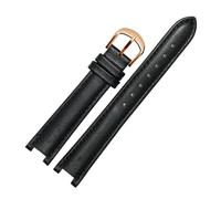 Taconey 18mm Genuine Leather Watch Strap, Notch Design Universal Replacement Wristband,2-Black-Rose Gold,18x10mm