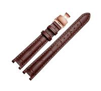 Taconey 18mm Genuine Leather Watch Strap, Notch Design Universal Replacement Wristband,A1-Brown-Rose Gold,14x6mm