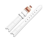 Taconey 18mm Genuine Leather Watch Strap, Notch Design Universal Replacement Wristband,A1-White-Rose Gold,12x5mm