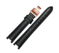 Taconey 18mm Genuine Leather Watch Strap, Notch Design Universal Replacement Wristband,A2-Black-Rose Gold,20x12mm