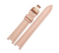 Taconey 18mm Genuine Leather Watch Strap, Notch Design Universal Replacement Wristband,A2-Pink-Rose Gold,12x5mm