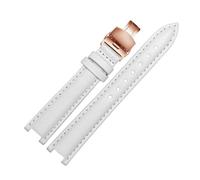 Taconey 18mm Genuine Leather Watch Strap, Notch Design Universal Replacement Wristband,A2-White-Rose Gold,14x6mm