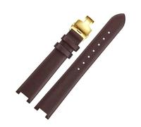 Taconey 18mm Ultra-Thin Plain Leather Strap, Notch Design Universal Replacement Band With Tool,A-Brown Gold,18mm
