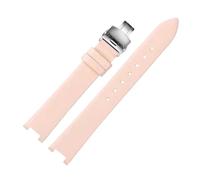 Taconey 18mm Ultra-Thin Plain Leather Strap, Notch Design Universal Replacement Band With Tool,A-Pink Silver,18mm
