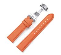 Taconey 20/22mm Sailcloth and Leather Hybrid Watch Strap, Sport Band With Butterfly Clasp and Quick Release,Orange-Gold Buckle,20mm