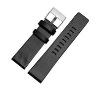 Taconey 22-32mm Wide Genuine Leather Watch Strap, Replacement Band for Large Dial Watches,A Black-Silver,30mm