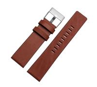 Taconey 22-32mm Wide Genuine Leather Watch Strap, Replacement Band for Large Dial Watches,A Light Brown-Silver,28mm