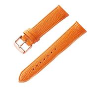 Taconey 22mm Palm Print Leather Watch Strap, Soft Breathable Genuine Leather Replacement Band,Orange Rose Buckle,15mm
