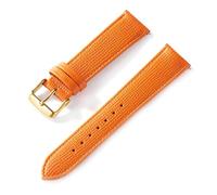 Taconey 22mm Palm Print Leather Watch Strap, Soft Breathable Genuine Leather Replacement Band,Orange Gold Buckle,14mm