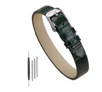 Taconey 6-10mm Genuine Leather Jewelry Bracelet, Adjustable Wristband and Watch Strap Hybrid,A Green-Silver,10mm