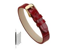 Taconey 6-10mm Genuine Leather Jewelry Bracelet, Adjustable Wristband and Watch Strap Hybrid,A Red-Gold,6mm