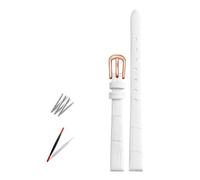 Taconey 6-12mm Ultra-Thin Bamboo Pattern Leather Strap, Slim Replacement Band for Small Watches,White-Rose Gold,10mm