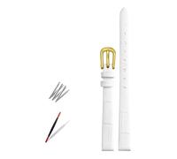 Taconey 6-12mm Ultra-Thin Bamboo Pattern Leather Strap, Slim Replacement Band for Small Watches,White-Gold,10mm