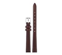 Taconey 6-14mm Slim Genuine Leather Watch Strap, Soft Vintage Replacement Band for Women,A Brown Silver,14mm