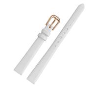 Taconey 6-14mm Ultra-Thin Glossy Leather Watch Strap, Plain Grain Slim Replacement Band,White Rose Gold,10mm