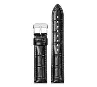 Taconey Bamboo Knot Pattern Leather Watch Strap, Stylish Universal Genuine Leather Band,Black-Silver,12mm