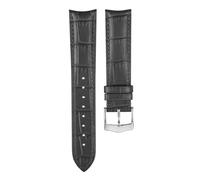 Taconey Bamboo-Textured Genuine Leather Strap, Universal Replacement Strap, Suitable for Both formal and Casual Occasions.,Black-Silver,22mm