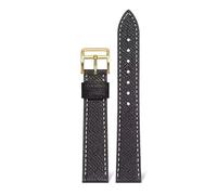 Taconey Genuine Leather Watch Strap With Quick Release, Universal Flat End Replacement Band,Black-White,18mm