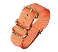 Taconey Nylon Watch Strap With Multi-Ring Buckle, Woven Canvas Sport Wristband, Durable Universal Replacement,Orange-Gold,18mm