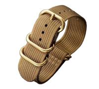 Taconey Nylon Watch Strap With Multi-Ring Buckle, Woven Canvas Sport Wristband, Durable Universal Replacement,Brown-Gold,22mm