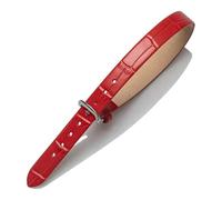 Taconey Textured Leather Bracelet With Metallic Edge, Fashion Jewelry Wristband,Suitable for Both formal and Casual Occasions,Bamboo Stripe Bright Red-Silver Pin Buckle,10mm
