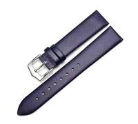 Taconey Thin Calfskin Leather Watch Strap, Vintage Handmade Waterproof Universal Replacement Band,Dark Blue,12mm