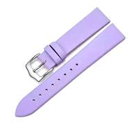 Taconey Thin Calfskin Leather Watch Strap, Vintage Handmade Waterproof Universal Replacement Band,Light Purple,12mm