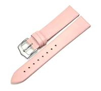 Taconey Thin Calfskin Leather Watch Strap, Vintage Handmade Waterproof Universal Replacement Band,Pink,12mm