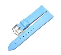 Taconey Thin Calfskin Leather Watch Strap, Vintage Handmade Waterproof Universal Replacement Band,Sky Blue,12mm