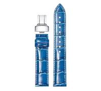 Taconey Vintage Genuine Leather Watch Strap, Handmade Waterproof and Breathable Universal Band,2-Storm Blue,16mm