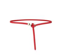 Taconey Women's Leather Belt With a Knotted, Hole-Free Design, Vintage-Style Thin Belt,Red,110