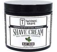 Taconic Shave, All Natural Shave Cream - Highly-Concentrated, Shaving Cream for Men - 4 oz. Moisturizing Shaving Cream Tub with Skin Soothing Ingredients - For All Skin Types - Classic Bay Rum