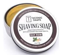 Taconic Shave Barbershop Quality Shaving Soap for Men with Antioxidant-Rich Hemp-Seed Oil - Moisturizing Shaving Soap for All Skin Types - 4 oz. Puck - Classic Bay Rum