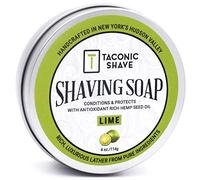Taconic Shave Barbershop Quality Shaving Soap for Men & Women with Antioxidant-Rich Hemp-Seed Oil - Moisturizing Shaving Soap for All Skin Types - 4 oz. Puck - Lime