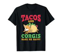 Tacos and Corgis Making Me Happy - Funny Corgi Dog Value Graphic T-Shirt