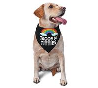 Tacos and Titties Funny Gay Lesbian Pride LGBTQ Dog Bandanas Pet Scarf Triangle Bib Boy Girl Adjustable Kerchief Accessories for Small Medium Large Puppy