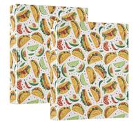Tacos Festive Mexican 3 D-Ring Binder A4 2 Pack with 200 Sheet for Kids School Supplies Women Men Office