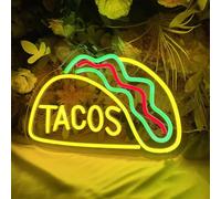 Tacos Neon Sign LED Tacos Neon Lights for Mexican Food Restaurant Wall Decor Neon Tacos Light up Sign Powered by USB Neon Sings for Taco Bar Party Restaurant Kitchen Food Shop Window Decor