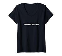 Tacos Over Everything V-Neck T-Shirt, Women, Black, XL
