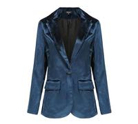 TACSTRUN Velvet Blazer Jackets for Women Fashion Casual Open Front Long Sleeve Soft Cardigan Lapel Collar Suits Outerwear,Blue,XXL