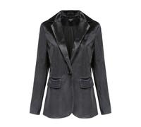 TACSTRUN Velvet Blazer Jackets for Women Fashion Casual Open Front Long Sleeve Soft Cardigan Lapel Collar Suits Outerwear,Black,XXL